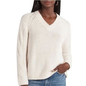 Velvet Graham Spencer Sweater Large Pearla Wool Alpaca Cable Knit Sleeves NWT